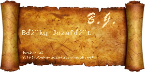 Béky Jozafát névjegykártya